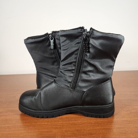 Totes Womens Gina Boots Black Size 6 Double Zippers - Picture 6 of 11
